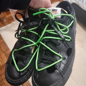 Nike X Off-White  Blazer Black Sneakers with Green Laces